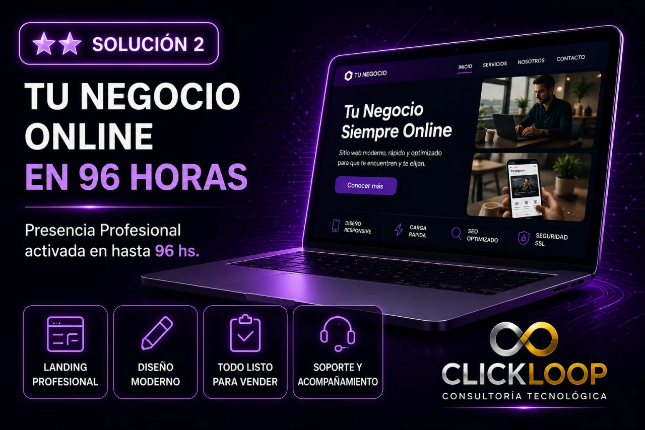 Pieza visual de la solución Presencia Profesional de CLICKLOOP.