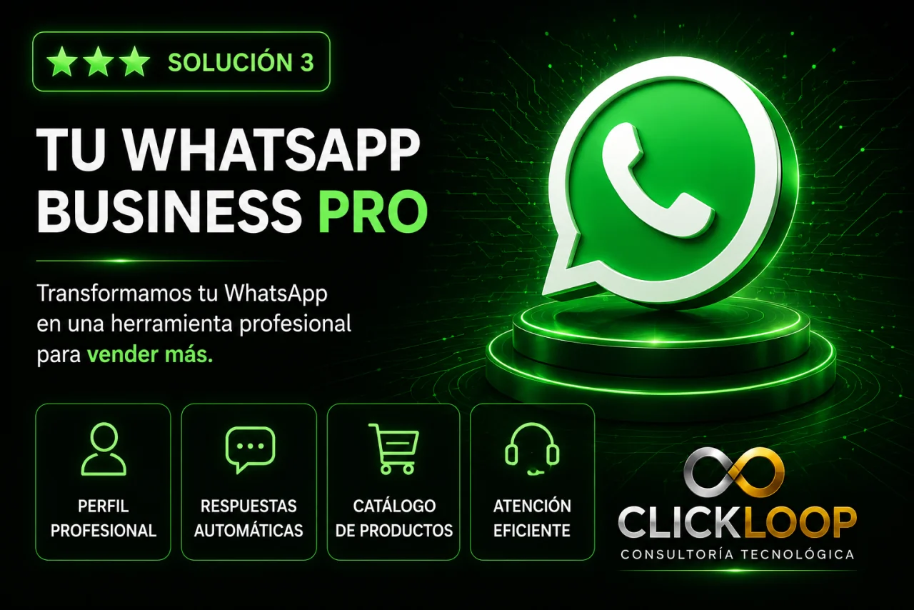 Pieza visual de la solución WhatsApp Business Pro de CLICKLOOP.